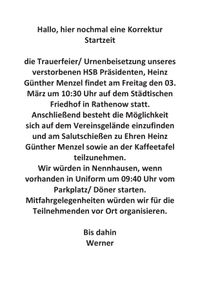 Info Trauerfeier H.G. Menzel